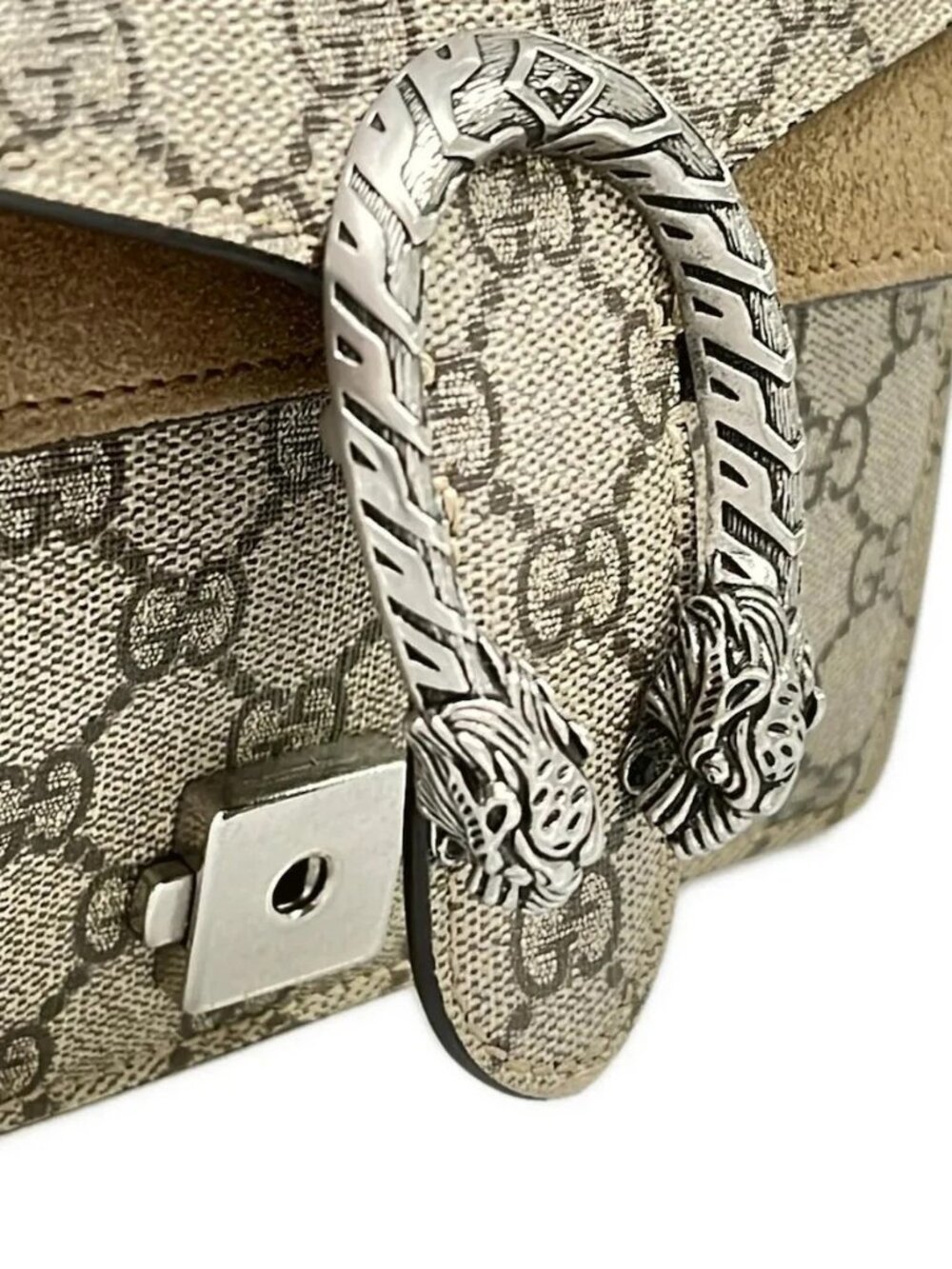GUCCI Dionysus GG Supreme Mini Bag 421970 Beige Ebony Light Brown PVC Suede - Picture 10 of 15